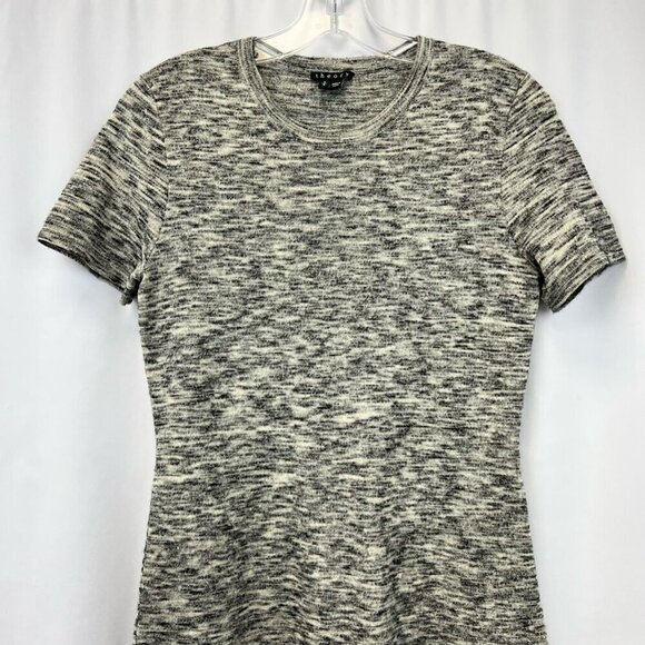 Theory Womens A Line Dress Black Marled Jewel Neck Short Sleeve Wool Blend S - Picture 4 of 10